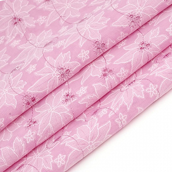 Ткань вышитая в нарезке арт.750-7 цв.2 (133) розовый шир.150см уп.5м