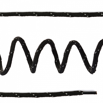 Шнурки круглые 5мм с наполнителем дл.100см цв. черно-светоотражающий точки (25 компл)
