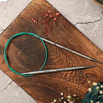 36127 Knit Pro Спицы круговые для вязания Mindful 9мм/100см, нержавеющая сталь, серебристый