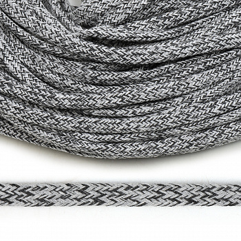 Шнур плоский х/б 08мм классическое плетение TW цв.меланж 1 (028 св.серый, 031 т.серый) уп.50м