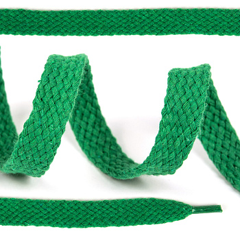 Шнурки плоские 15мм классическое плетение х/б дл.150см цв.018 св.зелёный (10 комп)
