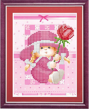 Рисунок на ткани СЛАВЯНОЧКА арт. КС-139 Малышка с тюльпаном 13,5х17см