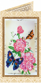 Набор для вышивания бисером АБРИС АРТ арт. AO-130 Цветы и бабочки 8,4х14см