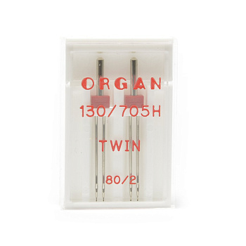 Иглы для бытовых швейных машин ORGAN двойные №80/2 для БШМ уп.2 иглы