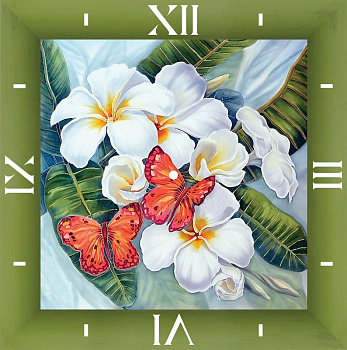 Набор Колор Кит картина со стразами-часы арт.КК.7303001 Бабочки и магнолии 30х30