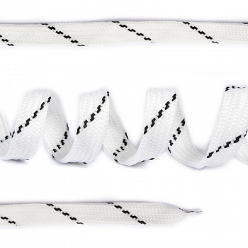 Шнурки плоские 14мм классическое плетение дл.100 см белые-черные точки (10 компл)