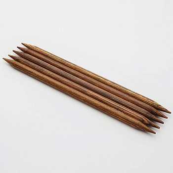 31031 Knit Pro Спицы чулочные для вязания Ginger 6мм/20см дерево, коричневый, 5шт