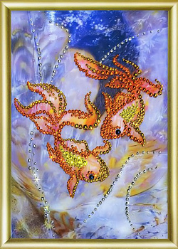 Набор ЧМ арт. КС-027 для изготовления картины со стразами Золотые рыбки 16,9х22,9 см