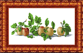 Канва с нанесенным рисунком КАРОЛИНКА арт. КК-412 Натюрморт с яблоками 21х48 см