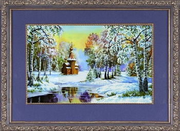 Рисунок на ткани бисером БЛАГОВЕСТ арт.К-3008 Зимний пейзаж 41х26,5 см