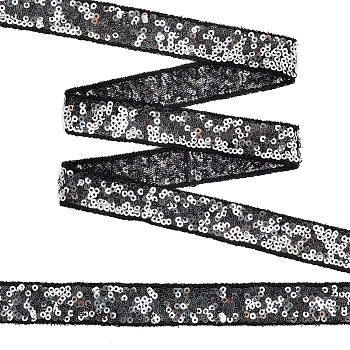 Тесьма с пайетками TBY на сетке арт. TDF02012 шир.20мм цв.черный+серебро уп.13,7м