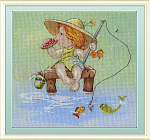 Набор для вышивания с рисунком на канве МП СТУДИЯ арт.РК-495 На рыбалке 20х20 см