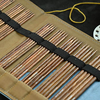 31283 Knit Pro Набор чулочных спиц для вязания 20см Ginger (2,5мм, 3мм, 3,5мм, 4мм, 4,5мм, 5мм, 5,5мм, 6мм), дерево / пластик, 8 видов спи