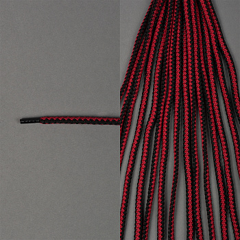 Шнурки TBY плоский 6мм арт.SLF032 длина 130 см цв.черный/красный уп.50шт