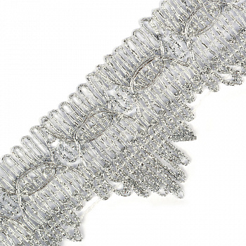 Тесьма TBY металлизированная арт.13-3693 шир.60 мм цв.серебро уп.18,28м
