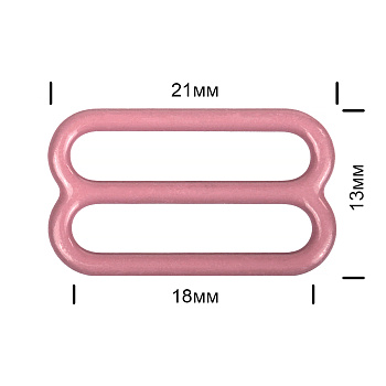 Пряжка регулятор для бюстгальтера 18мм металл TBY-57776 цв.S256 розовый рубин, уп.100шт