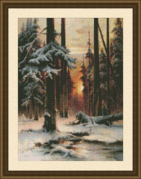 Набор для вышивания ЮНОНА арт.0207 Закат в зимнем лесу 23х31 см