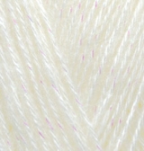 Пряжа для вязания Ализе Angora Gold Simli (5% металлик, 20% шерсть, 75% акрил) 5х100г/500м цв.001 кремовый