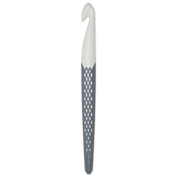 218494 PRYM Крючок для вязания Prym ergonomics 17см 15мм пластик уп.1шт белый/серый