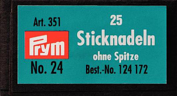 Иглы швейные PRYM для вышивания без заостренного конца (сталь) №24, цв.серебряный, 0.80 x 37 мм, арт.124172
