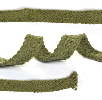 Шнурки плоские 15мм классическое плетение х/б дл.150см цв.021 хаки (10 комп)