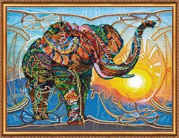 Набор для вышивания бисером АБРИС АРТ арт. AB-368 Мозаичный слон 42х34 см