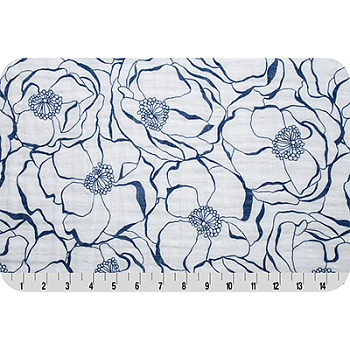 Ткань для пэчворка PEPPY Embrace (марлевка) 120 г/м² 100% хлопок цв.bouquet cobalt уп.100х125 см