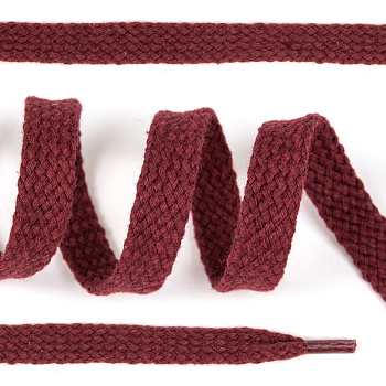 Шнурки плоские 12мм классическое плетение х/б дл.150см цв.014 краповый (10 комп)