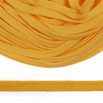 Шнур плоский полиэфир 12 мм турецкое плетение цв.016 желтый уп.50 м