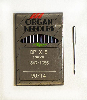 Иглы для промышленных швейных машин ORGAN арт.DPx5 № 90 для прямострочных  уп.10 игл