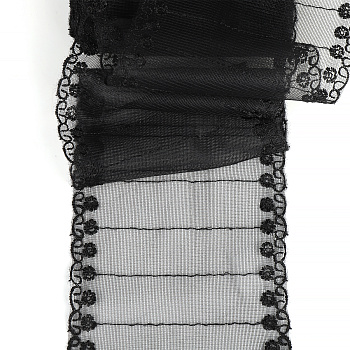 Кружево на сетке арт.TBY 10241 шир.130 мм цв.черный уп.13,71м