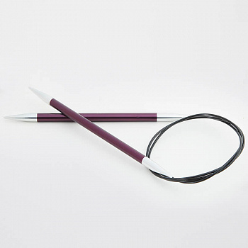 47193 Knit Pro Спицы круговые для вязания Zing 6мм/120см, алюминий, фиолетовый бархат