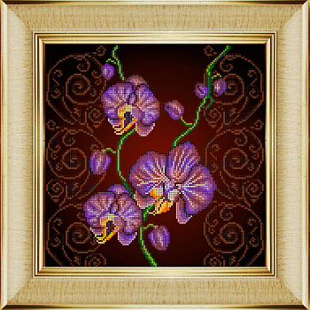 Рисунок на ткани БОЖЬЯ КОРОВКА арт.БК.0028 Орхидея фиолетовая 30х30см