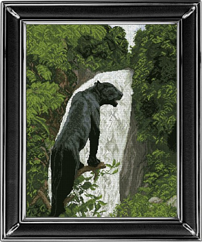 Набор для вышивания мулине КРАСА И ТВОРЧЕСТВО арт.10513 Черная пантера 43,6х55,6 см
