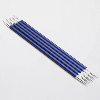 47009 Knit Pro Спицы чулочные для вязания Zing 4мм/15см, алюминий, сапфир, 5 шт