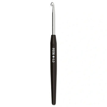195176 PRYM Крючок для вязания алюминиевый с цветной ручкой 14см 4мм уп.1шт