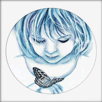 Набор для вышивания РТО арт.M176 Девочка и бабочка 32х32 см