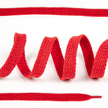 Шнурки плоские 10мм классическое плетение х/б дл.150см цв.012 красный (10 комп)