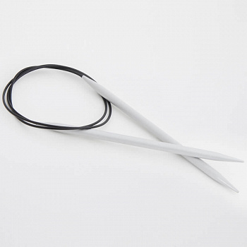 45347 Knit Pro Спицы круговые для вязания Basix Aluminum 5мм/100см, алюминий, серебристый