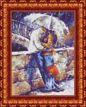 Канва с нанесенным рисунком КАРОЛИНКА арт. КК-029 Двое под зонтом 23х30 см