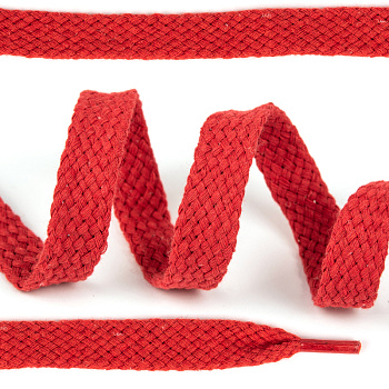 Шнурки плоские 15мм классическое плетение х/б дл.150см цв.012 красный (10 комп)