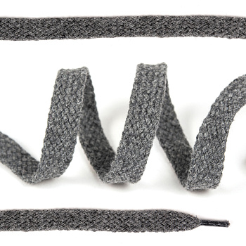Шнурки плоские 12мм классическое плетение х/б дл.150см цв.029 серый (10 комп)