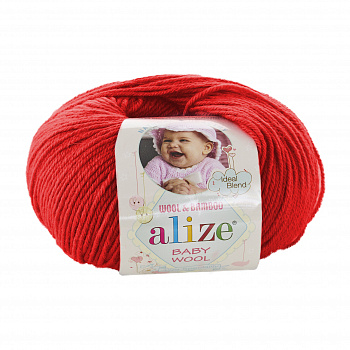 Пряжа для вязания Ализе Baby Wool (20% бамбук, 40% шерсть, 40% акрил) 10х50г/175м цв.056 красный