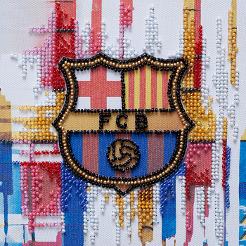 Набор для вышивания бисером АБРИС АРТ арт. AM-206 ФК Барселона 15х15 см
