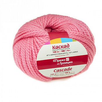 Пряжа для вязания ТРО Каскад (40% шерсть, 60% акрил) 10х100г/125м цв.0160 розовый