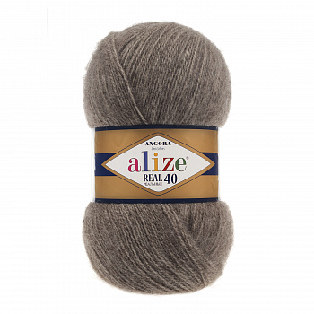 Пряжа для вязания Ализе Angora Real 40 (40% шерсть, 60% акрил) 5х100г/480м цв.553 коричневый меланж
