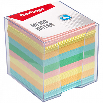 Блок для записи Berlingo Standard, 9х9х9см, в пластиковом боксе, цветной