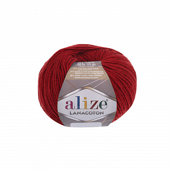 Пряжа для вязания Ализе Lana Coton (26% шерсть, 26% хлопок, 48% акрил) 10х50г/160м цв.056 красный