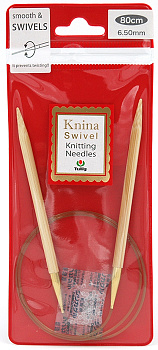 800650 Tulip Спицы круговые для вязания Knina Swivel  6,5мм / 80см, натуральный бамбук
