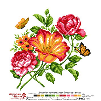 Рисунок на канве МАТРЕНИН ПОСАД арт.41х41 - 1245 Цветочный каприз